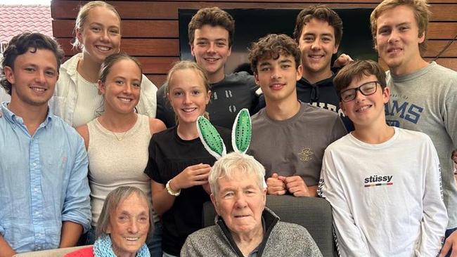 Graeme O'Donnell, pictured with some of his 12 grandchildren and wife Bev. Picture: Supplied