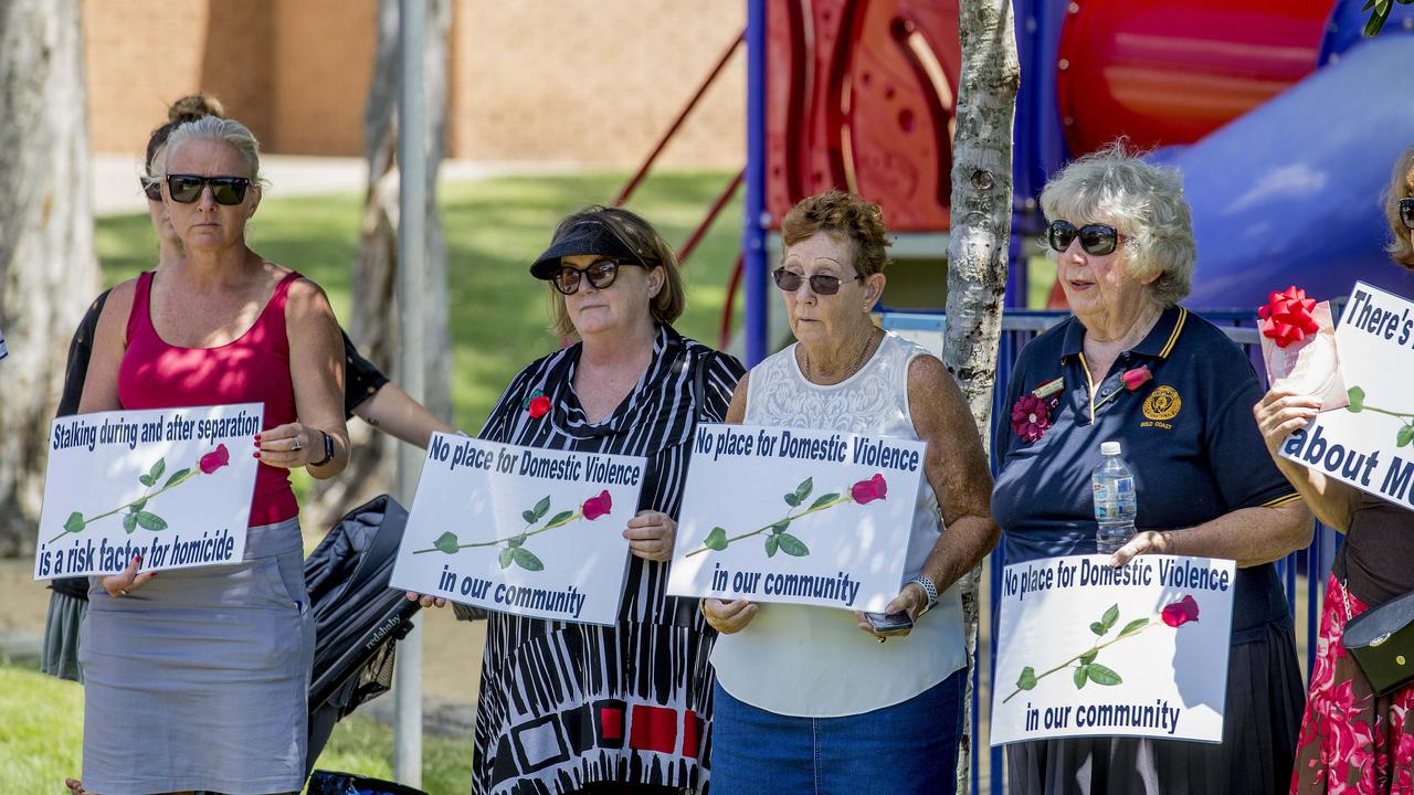 The red Rose DV rally at the DV memorial in Norm Rix park, Labrador. Picture: Jerad Williams