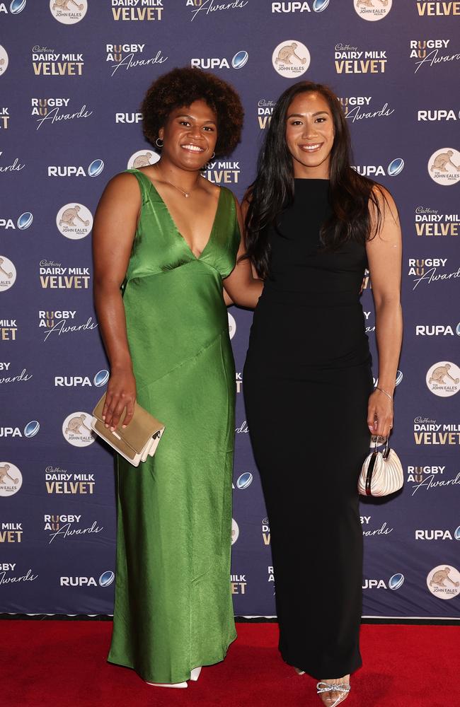 Tabua Tuinakauvadra and Siokapesi Palu. Picture: Matt King/Getty Images for Rugby Australia