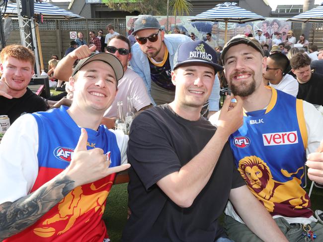 AFL grand final celebrations around Geelong . The Torquay Hotel Torquay left Zebb Murrell , Angus White and Joe Connelly Picture: Mark Wilson