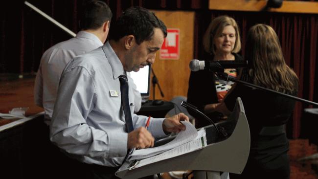 GONE: Whitsunday Regional Council's CEO John Finlay resigned from his role last week and left almost immediately. He is pictured here at Council's organisational review meeting, where it was announced that he would have to re-apply for his job.  