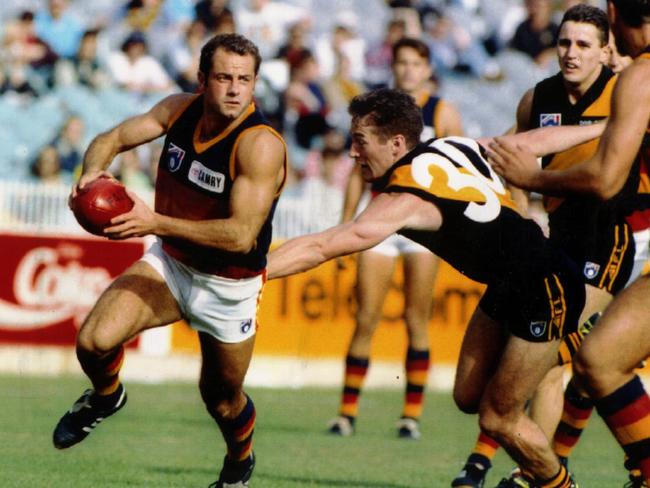 Tony McGuinness during the Crows big win over Richmond at the MCG on March 28, 1993, when Tony Modra kicked 10 goals. Picture: FILE