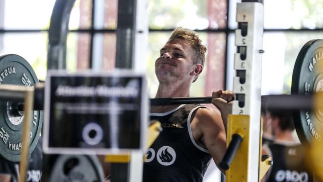 Dan Houston during Port Adelaide’s pre-season training camp in Queensland. Picture: Sarah Reed.