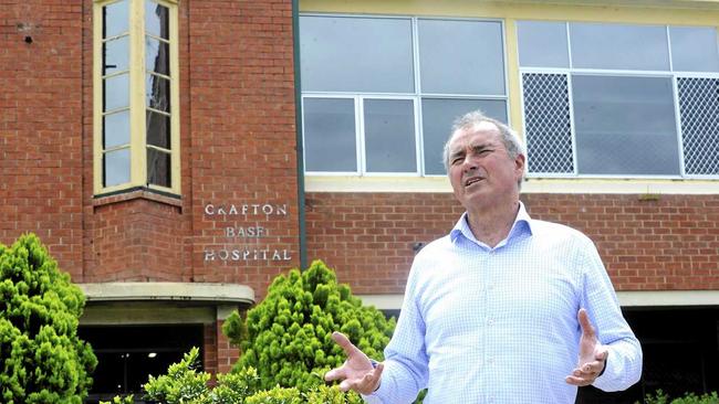 Chris Gulaptis speaks to the crowd at Grafton Base Hospital. Picture: Caitlan Charles