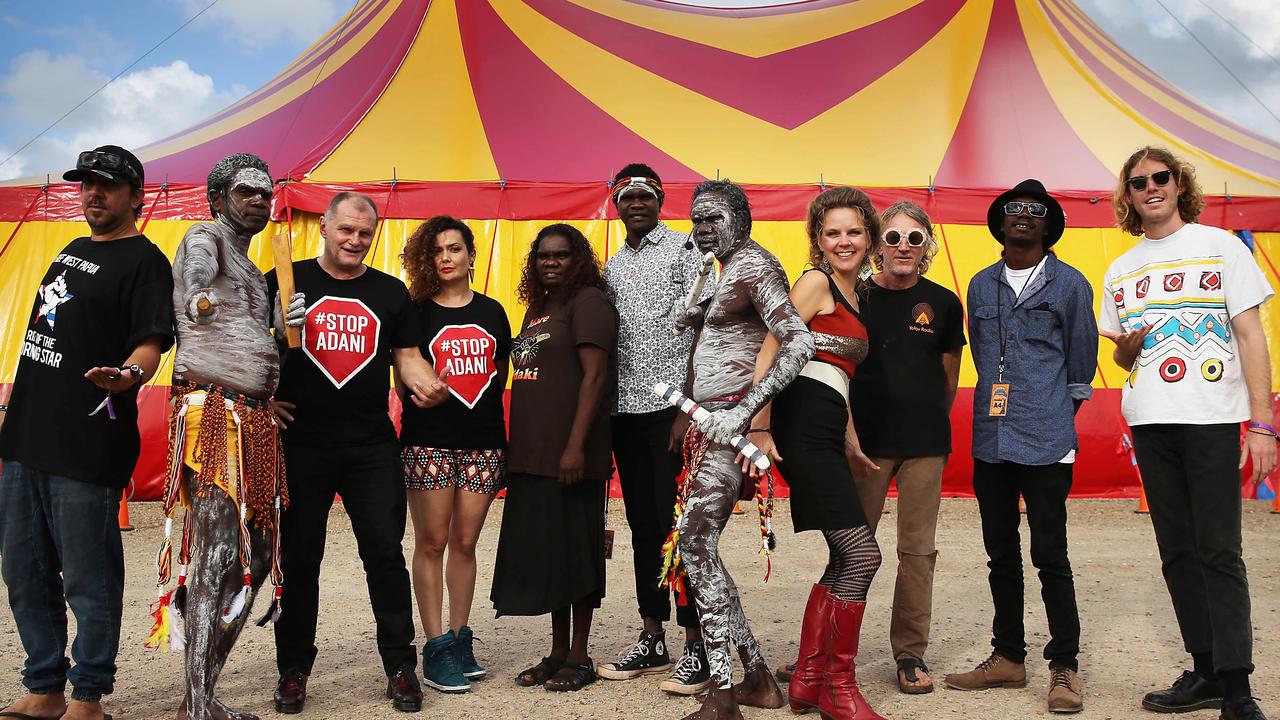 Yothu Yindi regrouped to perform at Bluesfest in 2019 with Yirrŋa Yunupiŋu and Roy Kellaway at right. Picture: NCA