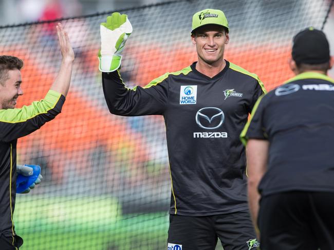 Toukley junior Jay Lenton during a warm up at Sydney Thunder.