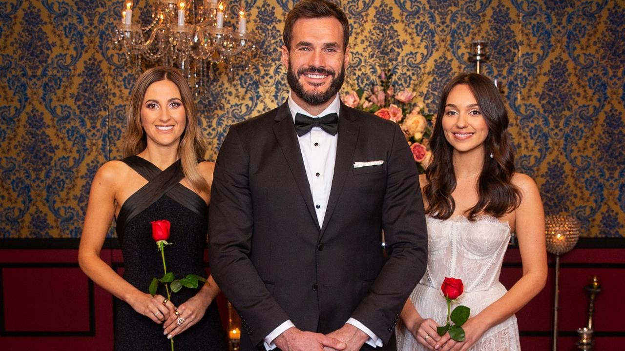 Bachelor Locky Gilbert was forced to choose between Irena and Bella in the series finale on Thursday night. Picture: Channel 10.