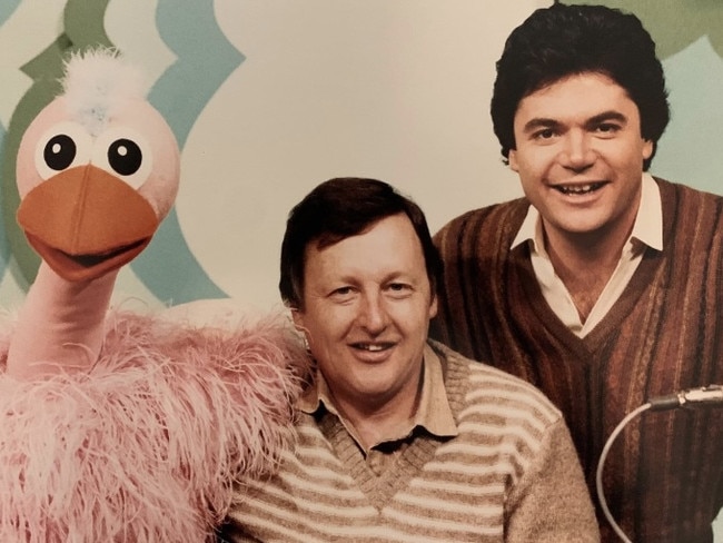 Ossie Ostrich, Ernie Carroll and Daryl Somers. Picture: Supplied