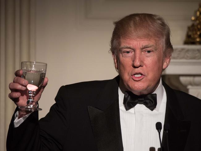 US President Donald Trump offers a toast during the annual Governors' Dinner at the White House. Picture: AFP