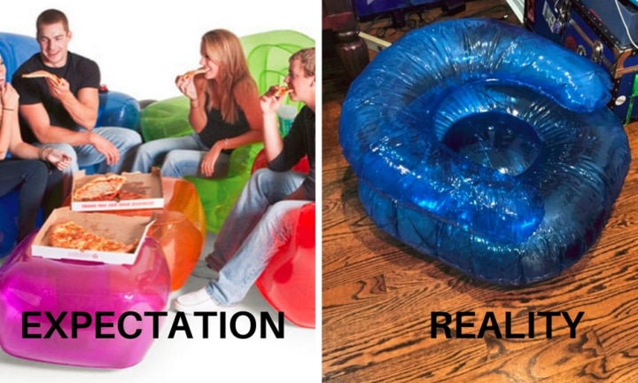 Inflatable furniture is hideous sticky and definitely not safe