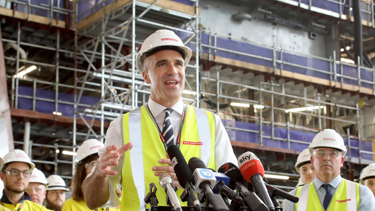 Premier Peter Malinauskas at BAE Systems Australia’s Osborne shipyard in February. Picture Dean Martin