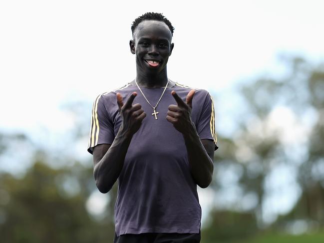 At 16 years of age, Australian sprinter Gout Gout has been breaking records in the 100m and 200m. Picture: Cameron Spencer