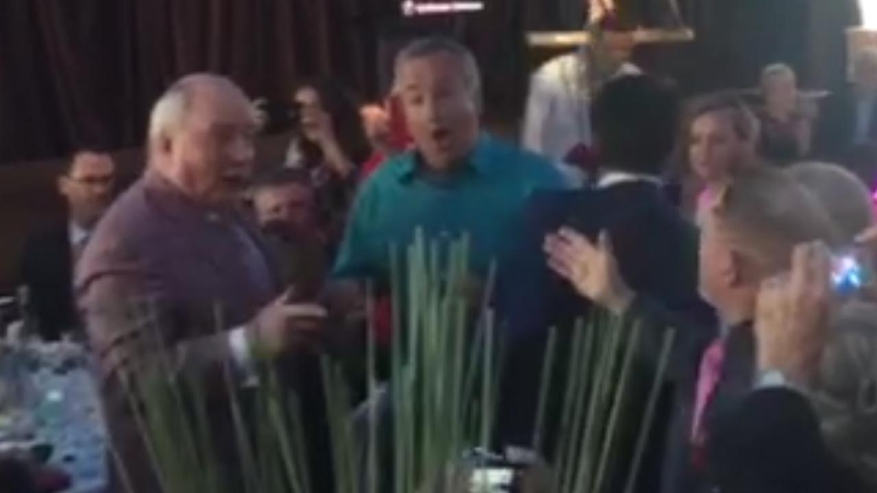 Alan Jones and Glenn Wheeler serenade Sydney fundraiser crowd with a classic