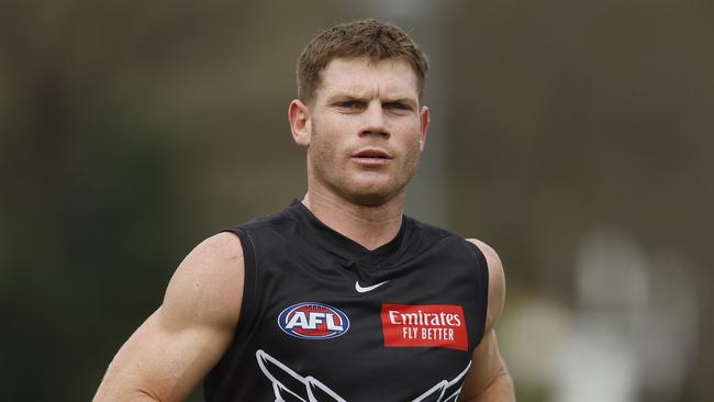 MELBOURNE, AUSTRALIA - SEPTEMBER 20: Taylor Adams of the Magpies in action during a Collingwood Magpies AFL training session at Olympic Park Oval on September 20, 2023 in Melbourne, Australia. (Photo by Daniel Pockett/Getty Images)