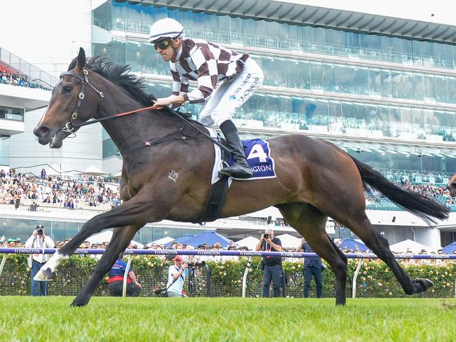 Magic Time ridden by Jordan Childs wins the The Amanda Elliott at Flemington Racecourse on November 05, 2022 in Flemington, Australia. (Photo by Brett Holburt/Racing Photos)