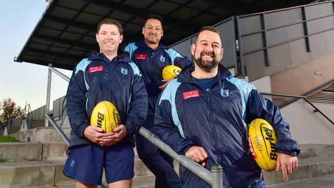 Former Sturt assistant Chad Simmons (left) has signed with Yankalilla. Picture: Keryn Stevens