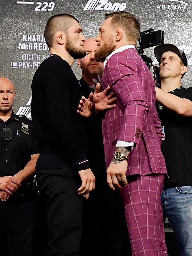 Nurmagomedov and McGregor face off.