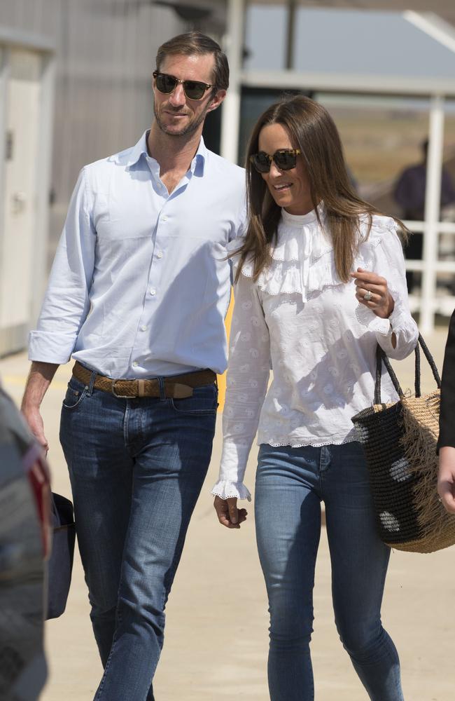 Pippa Middleton and husband James Matthews arrive at Darwin Airport. Picture: Glenn Campbell/NT News