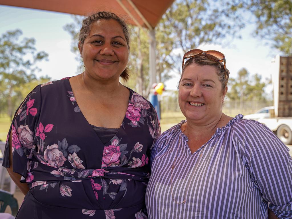 Jeanne Ball, of Coppabella, with former Coppabella State School principal Kate Tanninan, of Chelona, at the 40th birthday celebrations of the Isaac region school. Picture: Heidi Petith