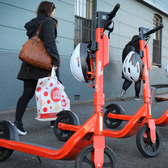 Neuron is the latest e-scooter operator to set up in Adelaide. Picture: Dean Martin