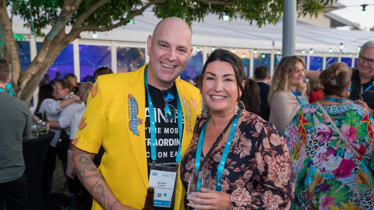 Nathan Fleming and Katherine Cutler for The Pulse at the Australian Tourism Exchange at the Gold Coast Convention and Exhibition Centre, May 4 2023. Picture: Steven Grevis