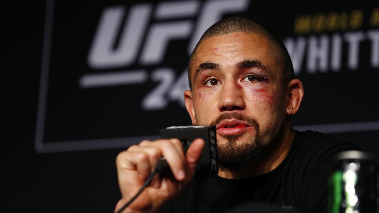 DAILY TELEGRAPH - 6/9/19 UFC 243 at Marvel Stadium in Melbourne, Australia. Action from Rob Whittaker vs Israel Adesenya for the UFC Middleweight World Title. Rob Whittaker speaks to media after the loss. Picture: Sam Ruttyn