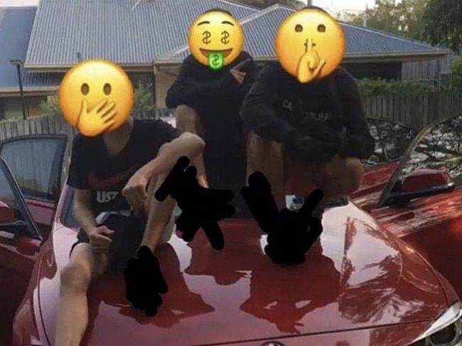 A social media post from Nothside Gang on the roof of a luxury car.