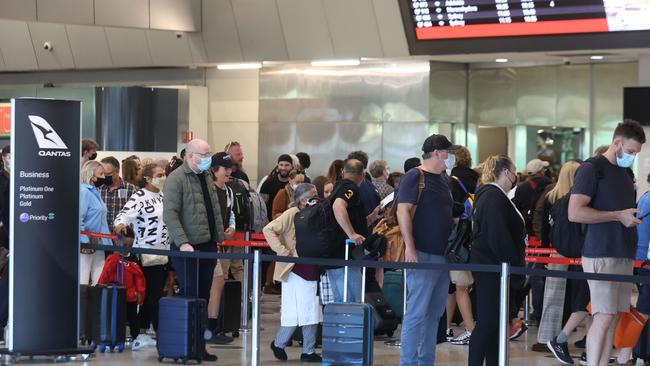 Technology failures and staff shortages are being blamed for the long wait times at Melbourne Airport. Picture: Brendan Beckett