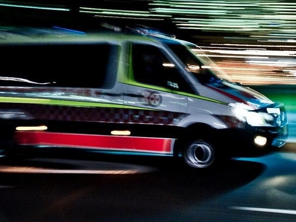 Ambulance night lights, QAS ambos paramedics stock image