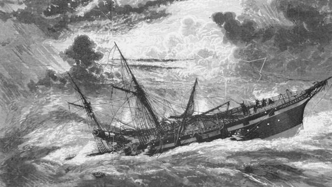 A wood engraving of the wreck of the Gothenburg, north of Bowen on February 24, 1875, published in The Australasian Sketcher. Picture: State Library of Queensland.