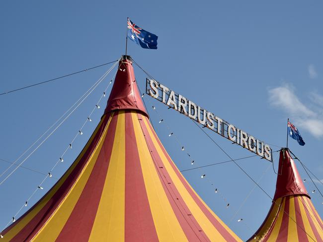 Stardust Circus tent is placed on Rosehill Racecourse for it’s July show. Picture: Troy Snook