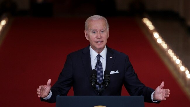 Speaking from the White House Mr Biden questioned how many more innocent lives need to be taken before the country says “enough”. Picture: Getty Images