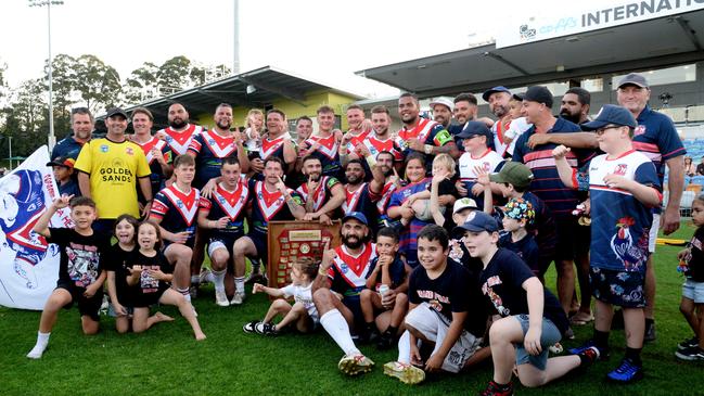 Nambucca players and officials celebrate after taking out the Group 2 first grade grand final. Picture: Leigh Jensen