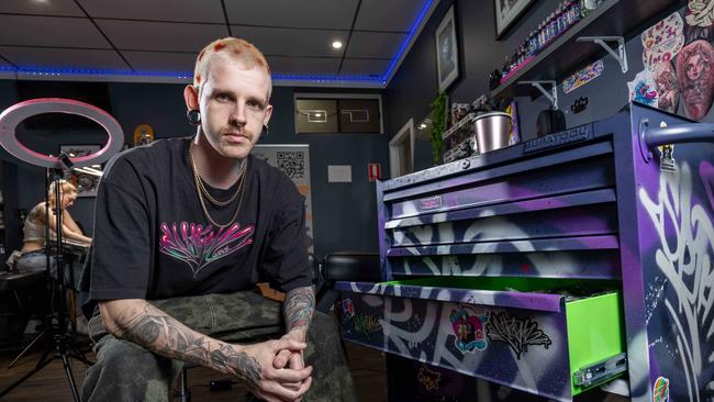 Zhaine Reynolds is upset over the Australian Tattoo Expo cancellation which has left him out of pocket. Picture: Ben Clark