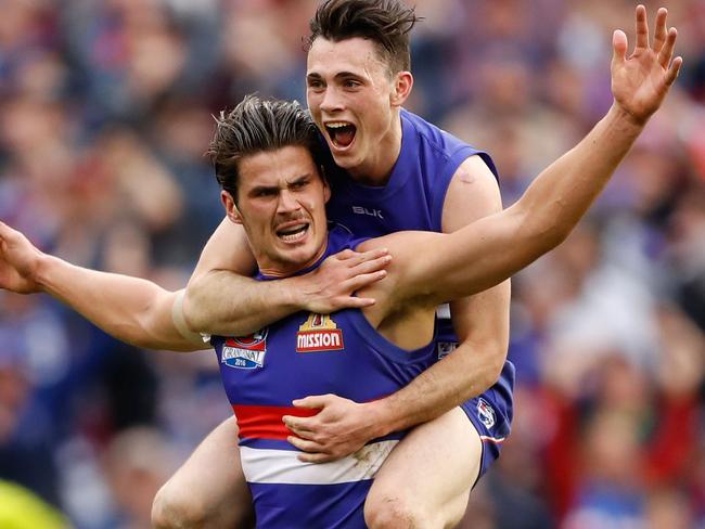 Tom Boyd celebrates a vital goal on Grand Final day. Picture: Getty Images