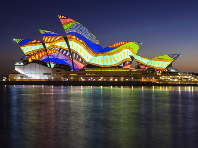 At dawn the Sydney Opera House sails will be illuminated with a special First Nations artwork. Picture: Supplied.