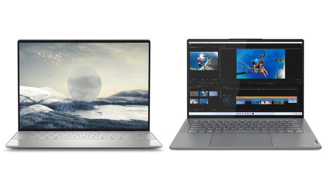 Dell XPS 13 Plus (left) and Lenovo Yoga Slim 7 Pro X laptops.