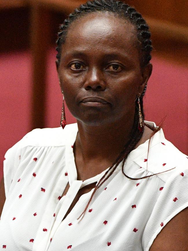 Liberal Senator Lucy Gichuhi in Parliament on Tuesday. She appears to have backed down on her threat to name alleged bullies within the party. Picture: AAP / Mick Tsikas