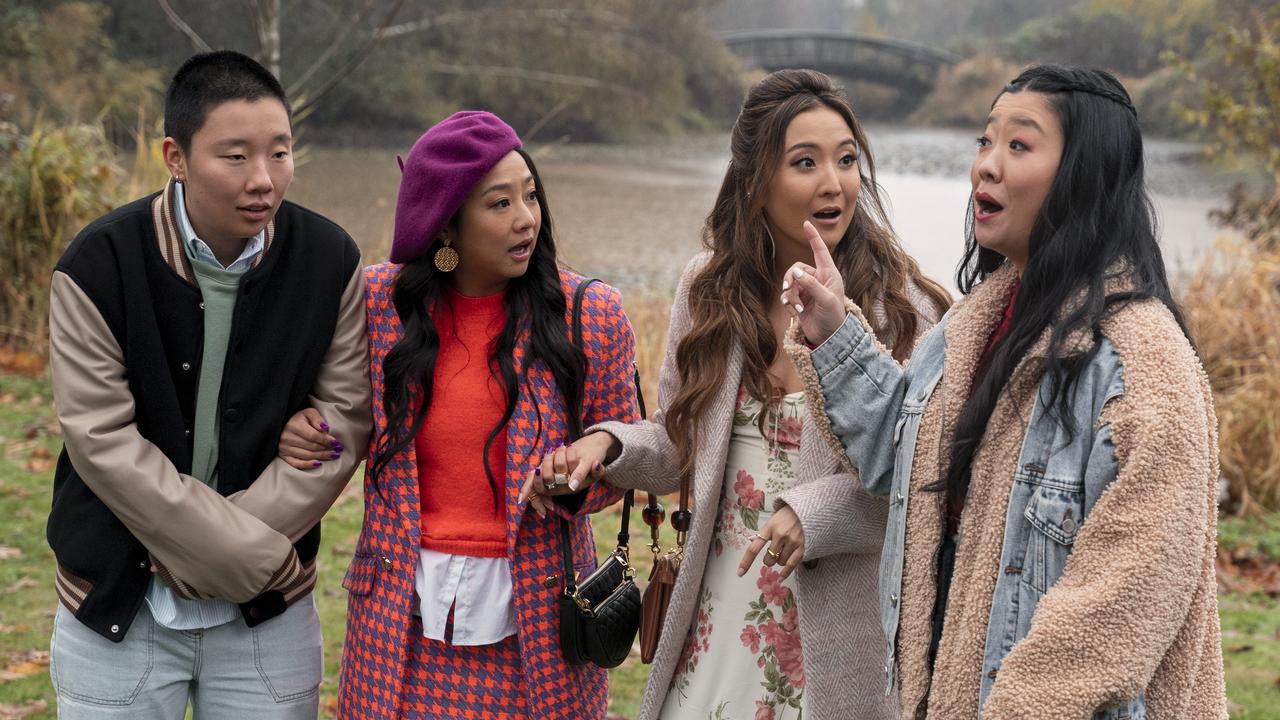 Sabrina Wu as Deadeye, Stephanie Hsu as Kat, Ashley Park as Audrey and Sherry Cola as Lolo in the filthily funny Joy Ride. Picture: Michael Courtney