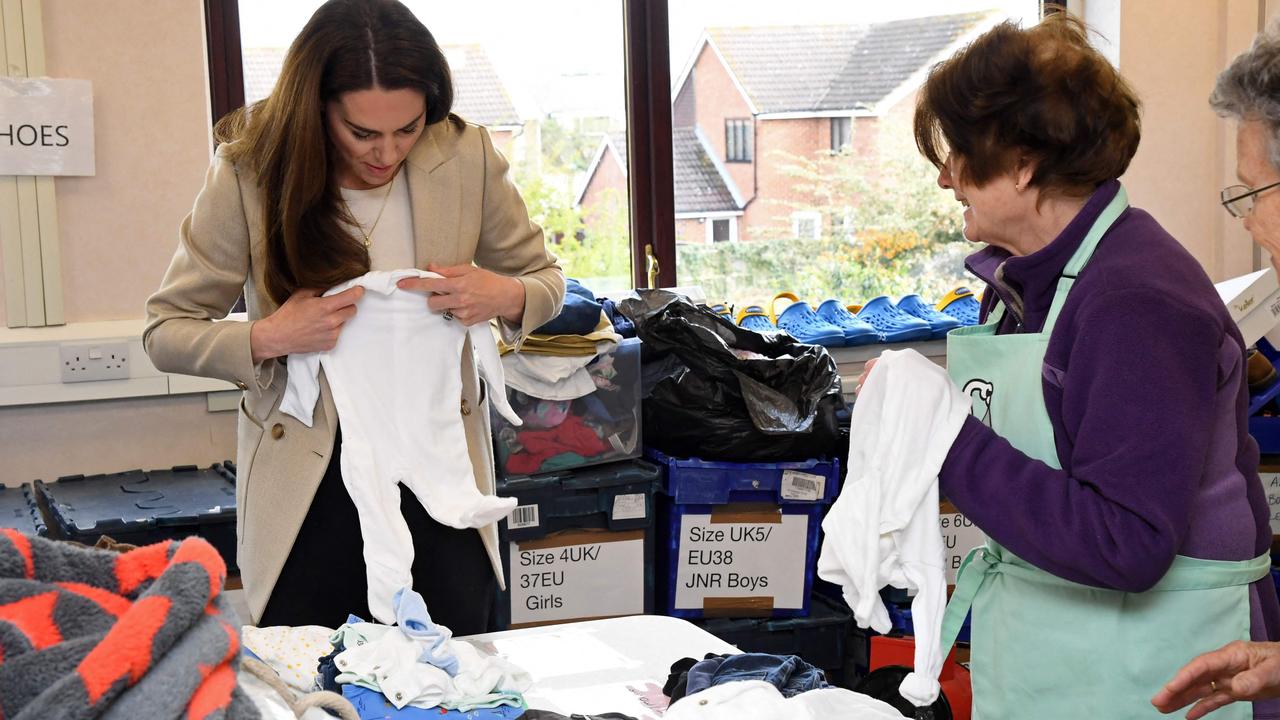 She also visited the Baby Bank in Windsor, which supports families in the area. Picture: Jeremy Selwyn/Pool/AFP