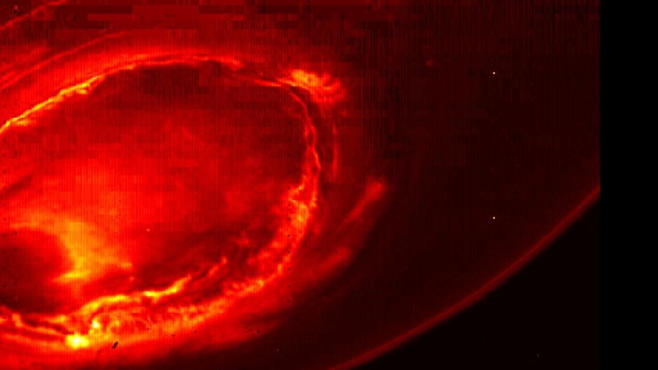 NASA’s Juno spacecraft has been successfully capturing unprecedented images of Jupiter since 2016, including this infra-red view of the Southern Aurora of Jupiter taken in August that year. The planet's Southern Aurora can hardly be seen from Earth due to our planet's position in relation to Jupiter's south pole. Picture: NASA/JPL-Caltech/SwRI/ASI/INAF/JIRAM