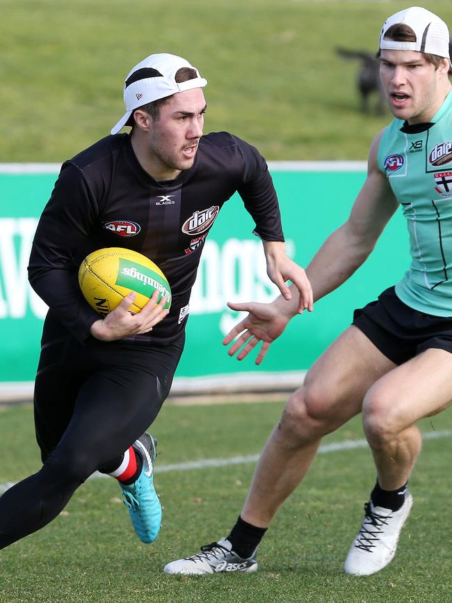 Jade Gresham darts away during the trial game. Pic: Michael Klein