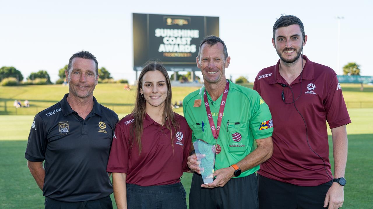 Craig Goodall with Jordie Gerbes (Acting General Manager – Central Conference), Scott Grimshaw (Club Development Ambassador – Sunshine Coast) and Sean Kelly (Officer – Referee Support).