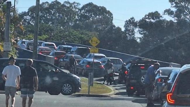 Traffic congestion on Chevron Island after a collision between a cyclist and car at the intersection of Bundall Road and Slayer Ave on Sunday, August 20, 2023. Picture: Karl Mezaks