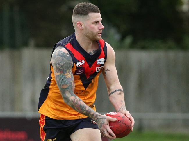 EDFL footy: East Keilor v West Coburg: Victor Micallef of East Keilor runs forwardSaturday, June 19, 2021, in East Keilor, Victoria, Australia. Picture: Hamish Blair