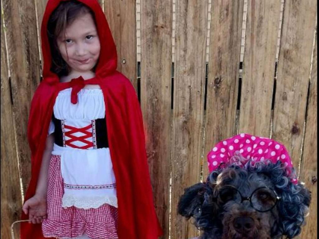 Erika Bela and Whoopi as Little Red Riding Hood and Grandma.