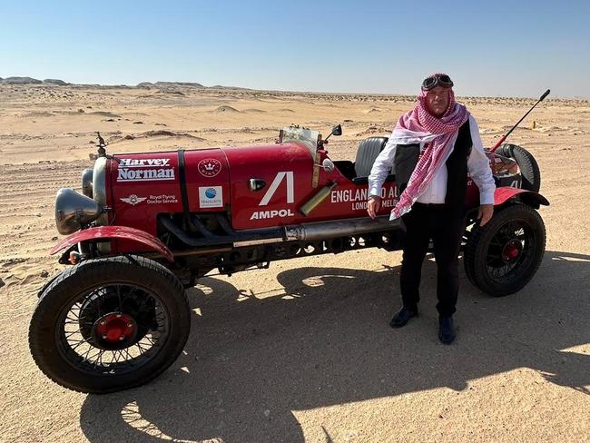 The Daily Telegraph’s cartoonist Warren Brown  and reporter Matthew Benns. The first Australian cars to have ever driven the breadth of Saudi Arabia from the Red Sea to the Persian Gulf in the United Arab Emirates - a distance of 2300 km - and we did it in a 100 year old car.