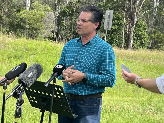 Maryborough MP John Barounis at the intersection at Walker St where three men lost their lives in a crash last year.