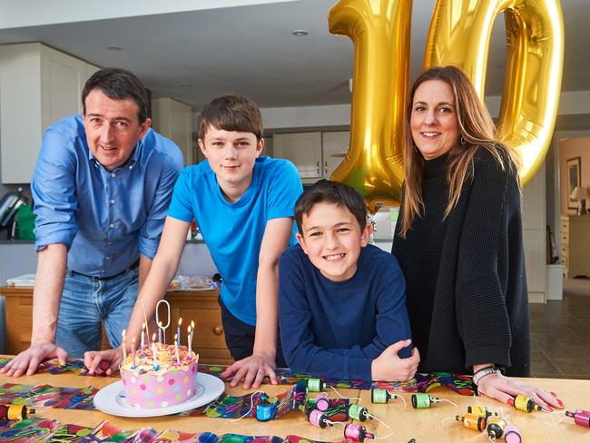 Parents Howard and Shelley pictured with their now much bigger boys. Picture: Caters