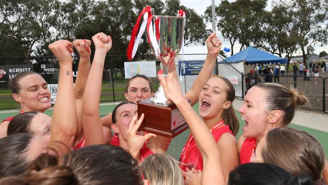 BFL Netball grand final - Ocean grove V Geelong Ammos. Ocean grove winners with cupPicture: Mark Wilson